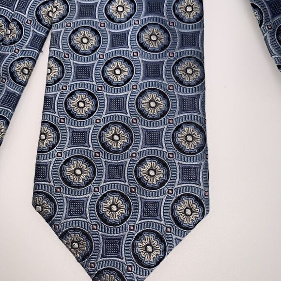 CULWELL & SON Men's Silk Geometric Designer Blue EUC Rare New - Picture 3 of 7